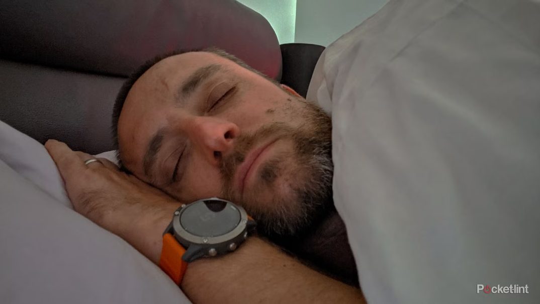 Rider asleep wearing a smartwatch