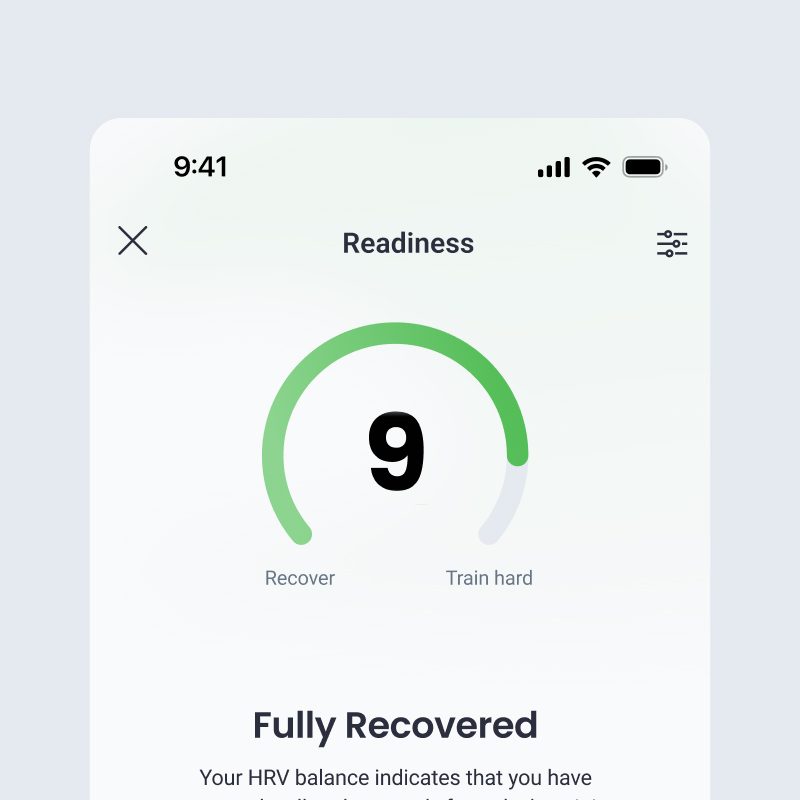Readiness score of 9 in a generic tracker app