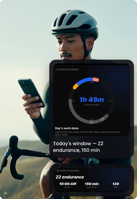 Rider checking the day's plan in the THRIVE app
